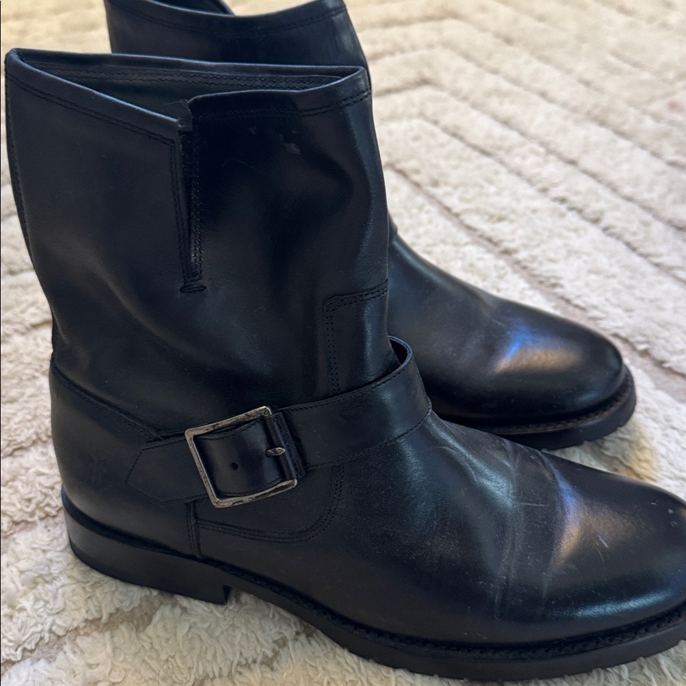 Frye Black Ankle Boots with Buckle